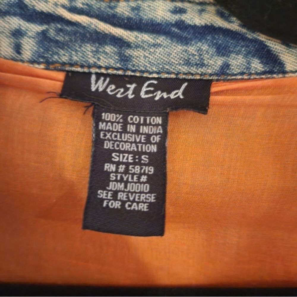 West End vintage cotton floral denim jacket S - Picture 5 of 6